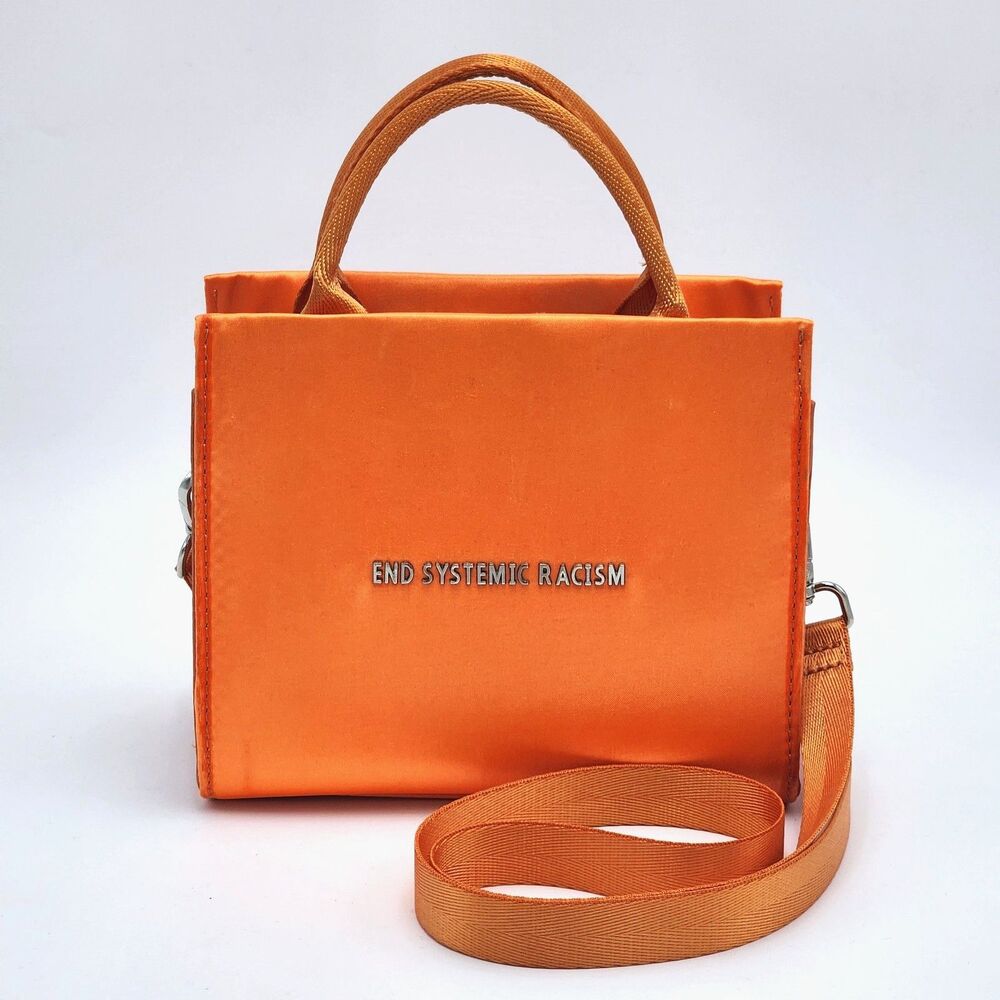 Brandon Blackwood End Systemic Racism (ESR) Satin Mini Tote Crossbody Bag Orange